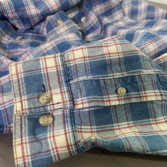 Maxx FM Vintage Men's Long Sleeve Button Down Blue & Red Plaid Shirt Size Large - Picture 4 of 8